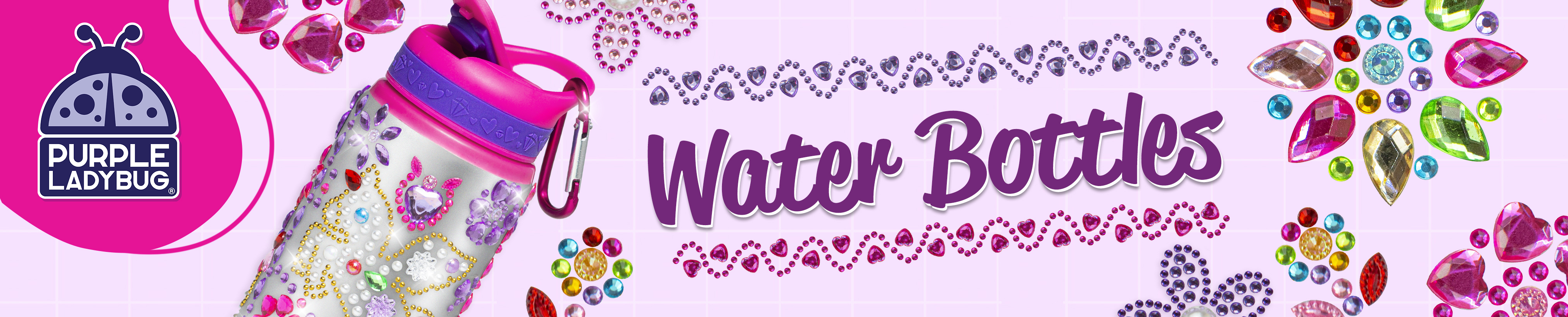 Blue Sticker Water Bottle – Purple Ladybug