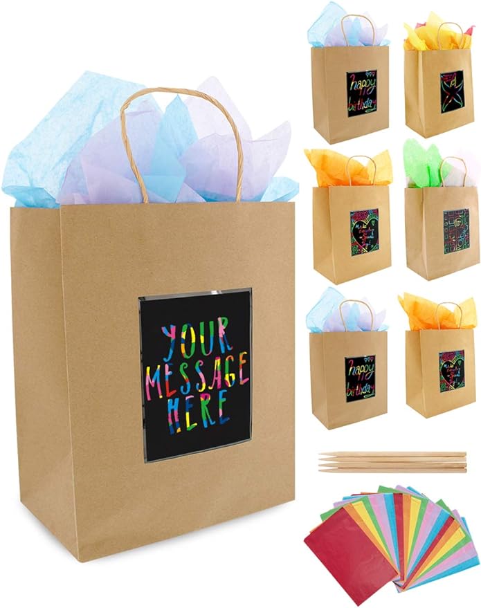 Scratch Gift Bags - Kraft Paper