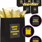6 Premium Black Gift Bags with Handles