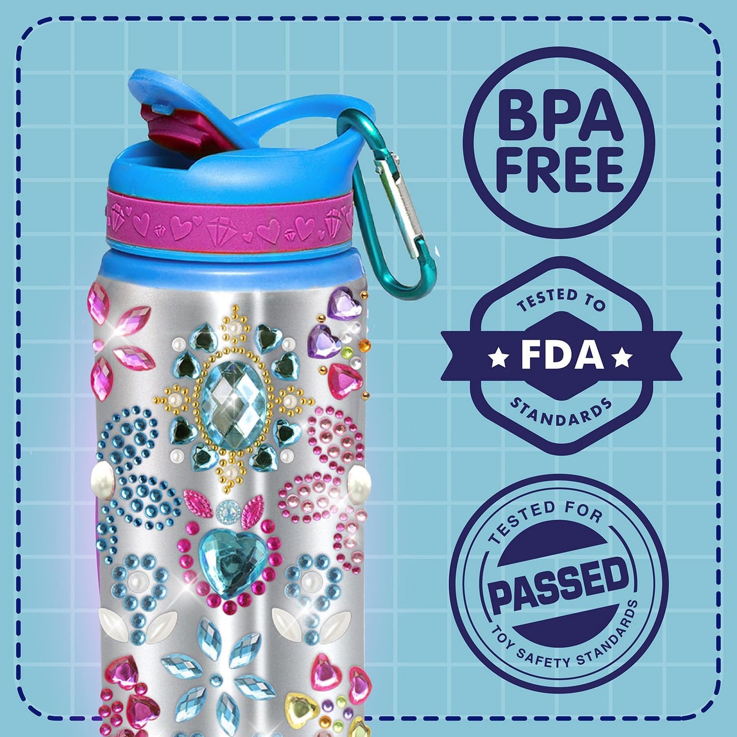 New Metal Teal Gemstone Waterbottle