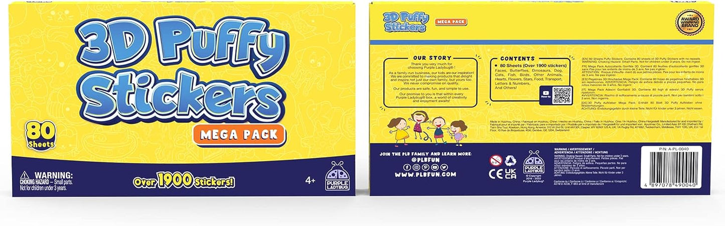 3D Puffy Stickers - 80 Sheet Mega Pack