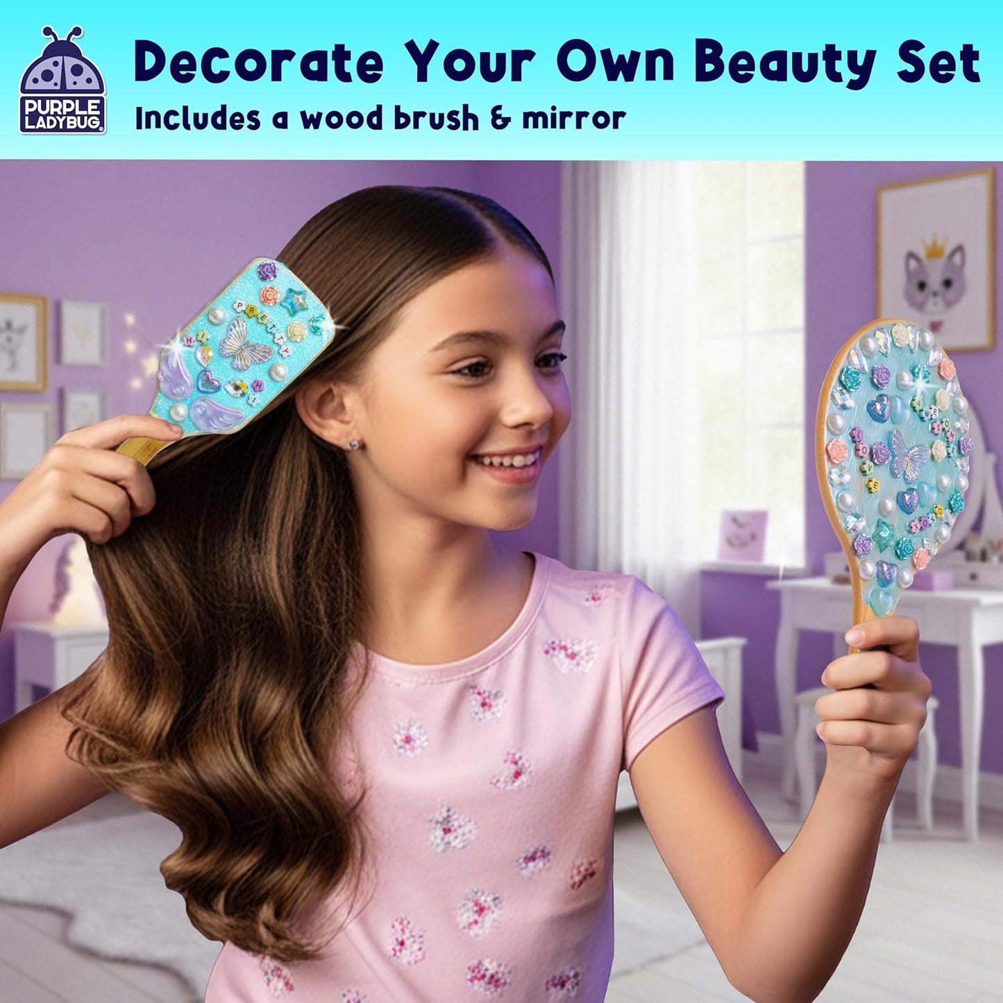 Decorate Your Own Wooden Mirror & Brush Set