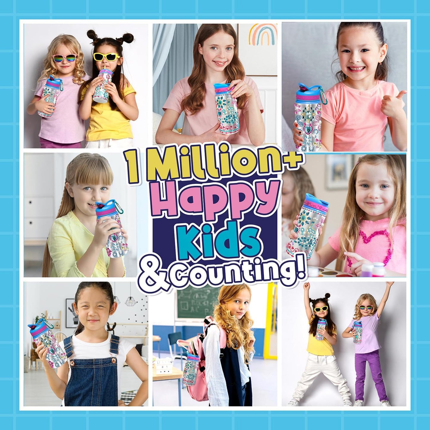 New Metal Teal Gemstone Waterbottle