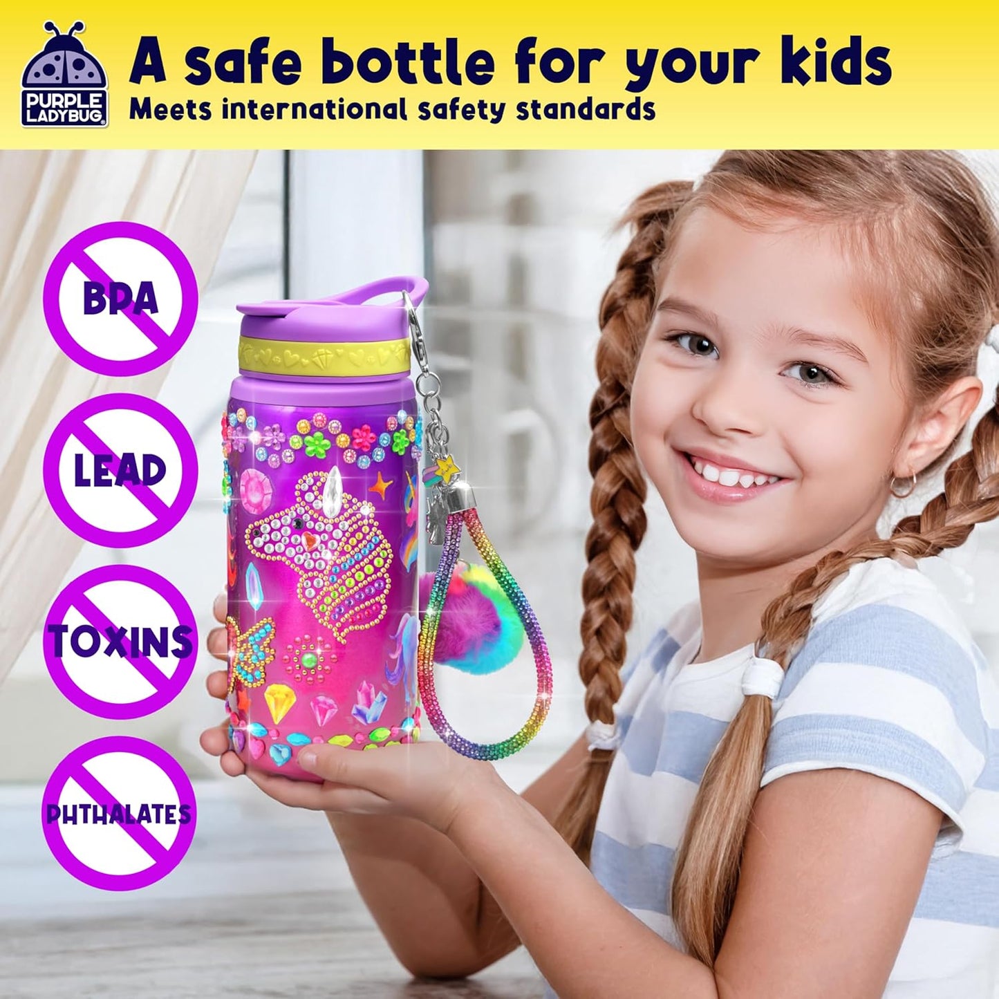 Unicorn Glitter Gemstone Water Bottle