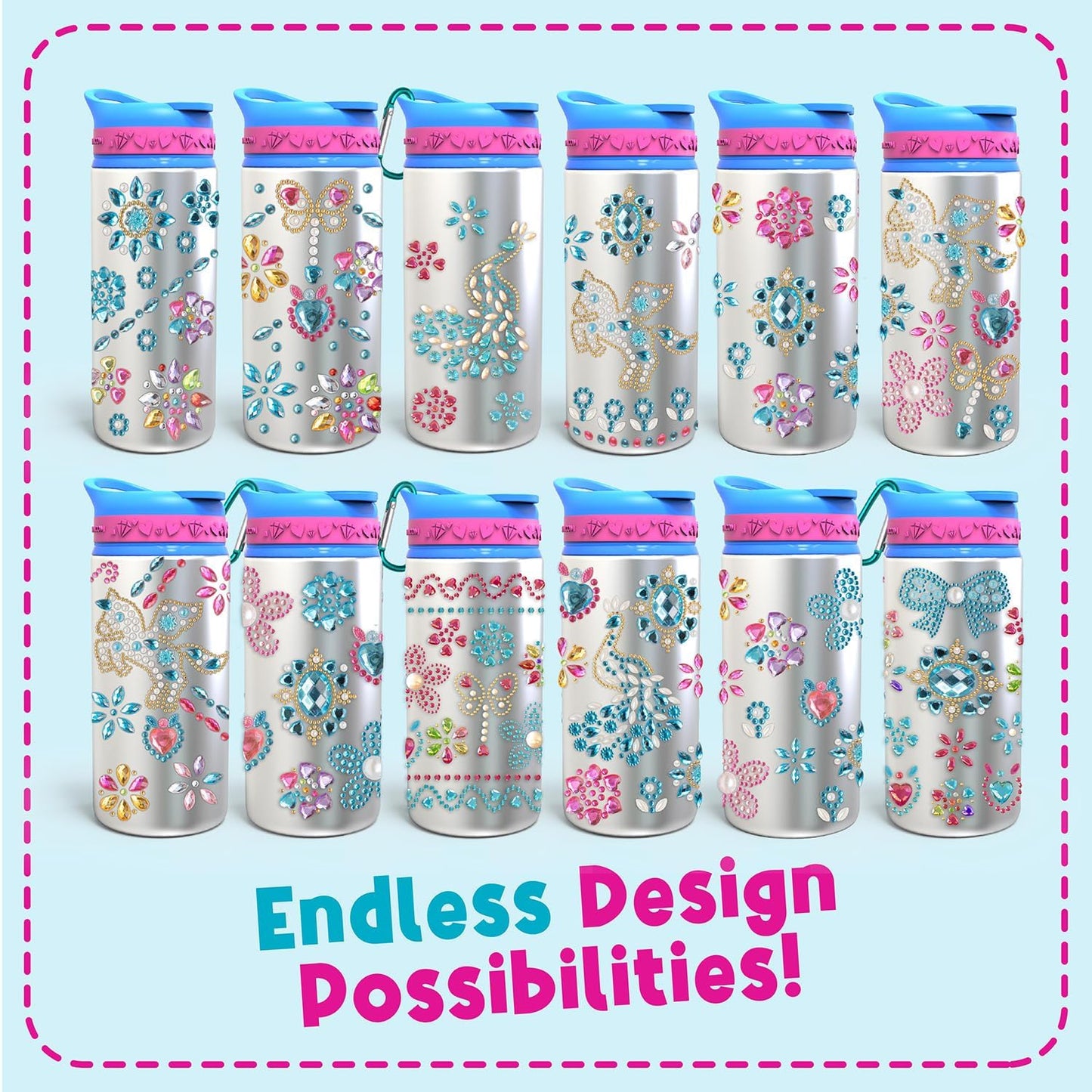 New Metal Teal Gemstone Waterbottle