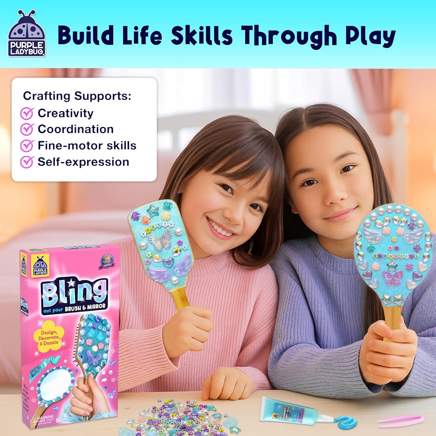 Decorate Your Own Wooden Mirror & Brush Set