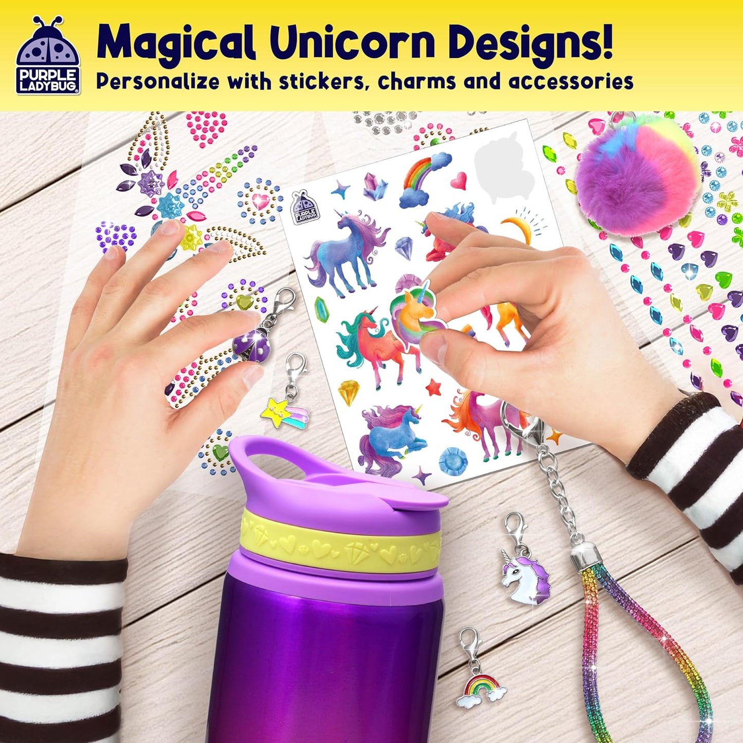 Unicorn Glitter Gemstone Water Bottle