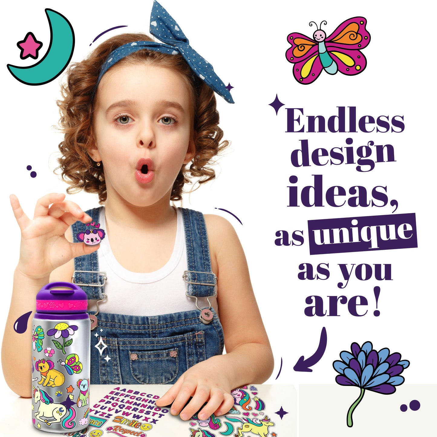 Purple Sticker Water Bottle