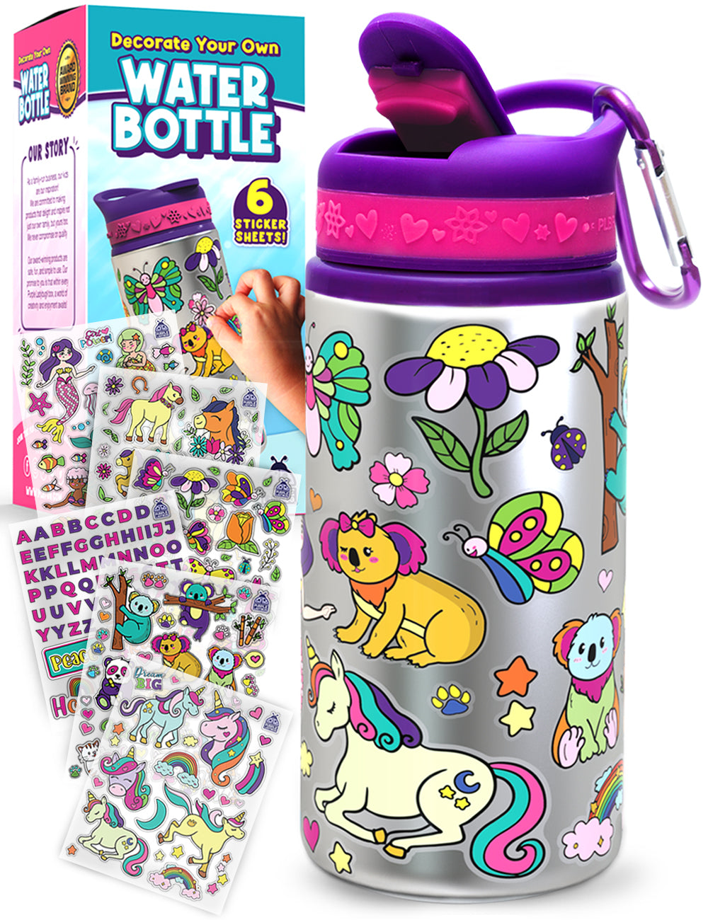 Purple Sticker Water Bottle
