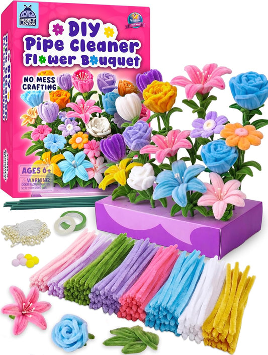 DIY Pipe Cleaner Flower Bouquet Kit Instructions