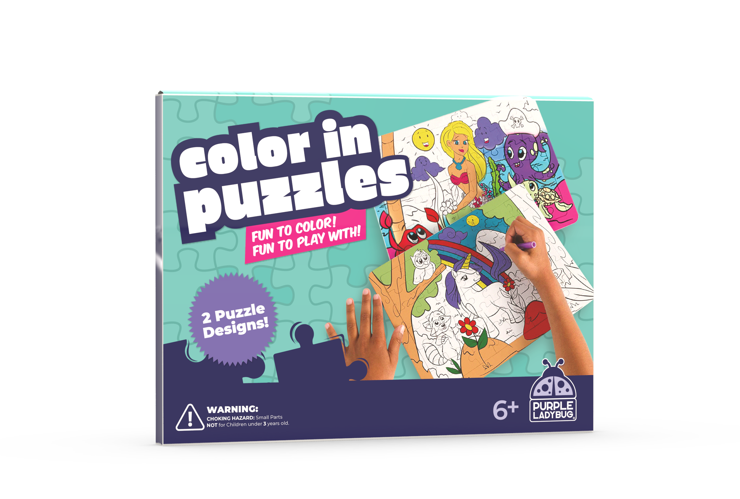 Color In Puzzle Instructions – Purple Ladybug