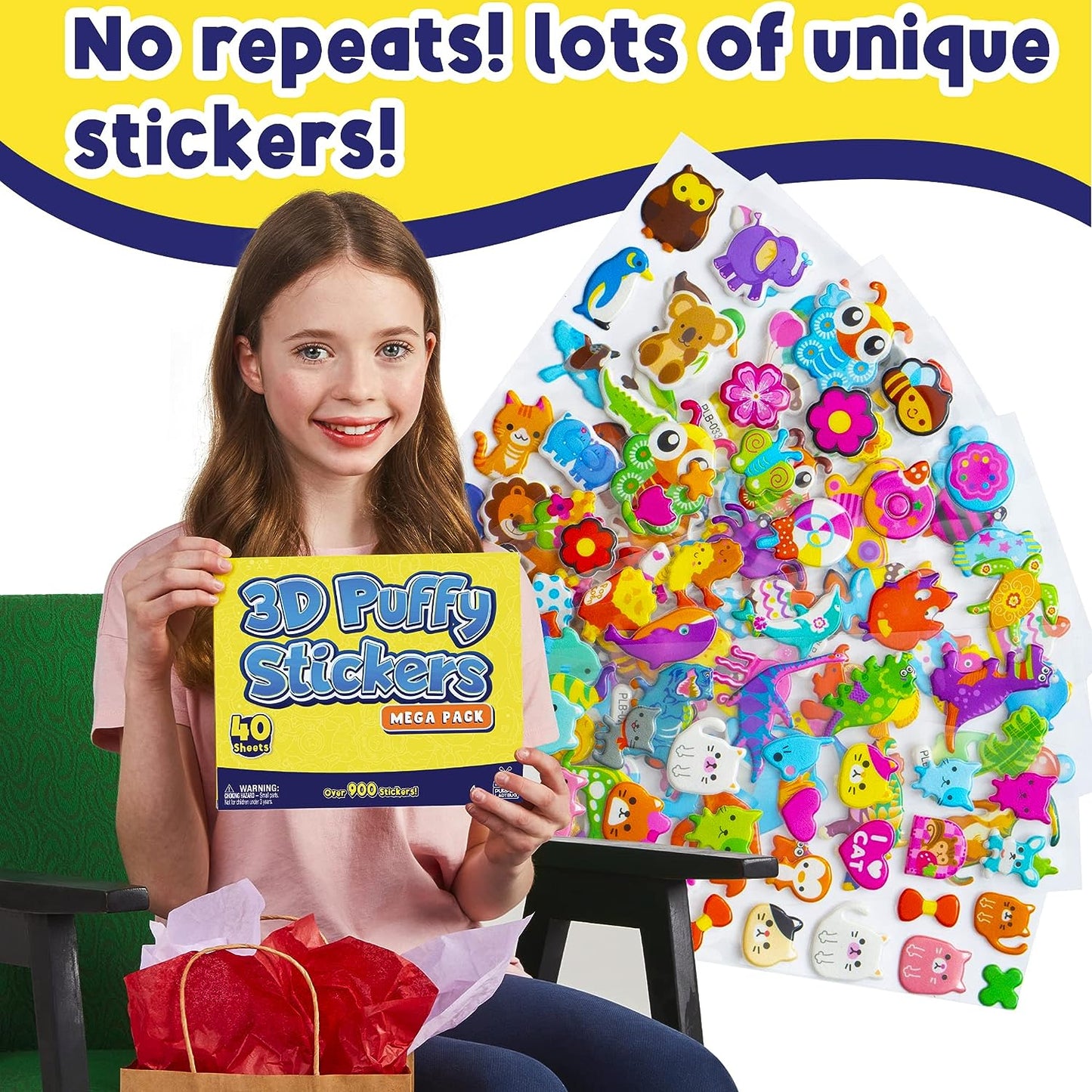 3D Puffy Sticker Mega Pack - 40 Sheets