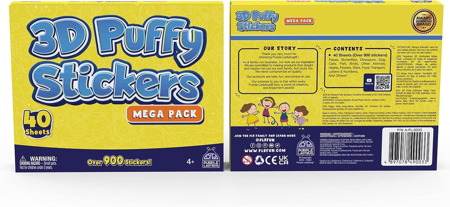 3D Puffy Sticker Mega Pack - 40 Sheets