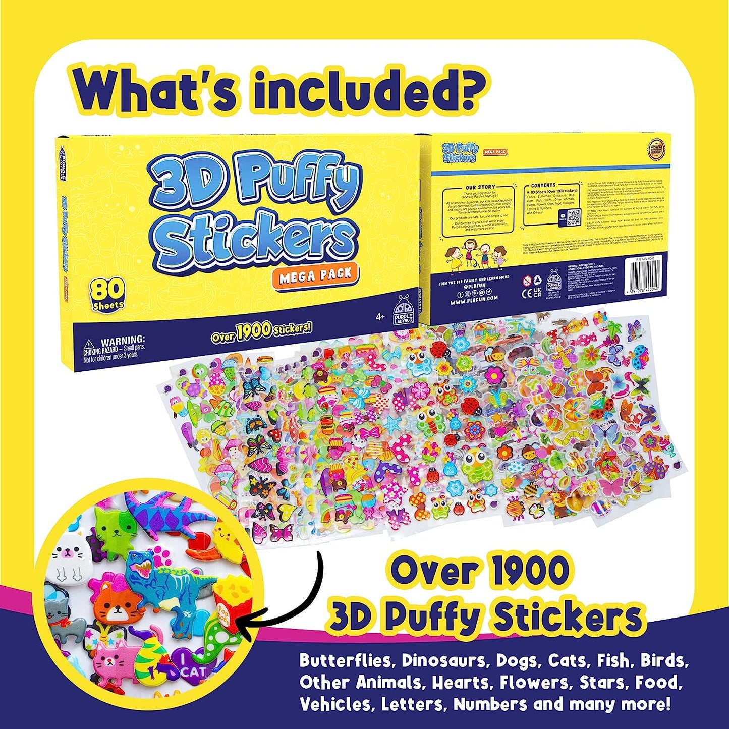 3D Puffy Stickers - 80 Sheet Mega Pack