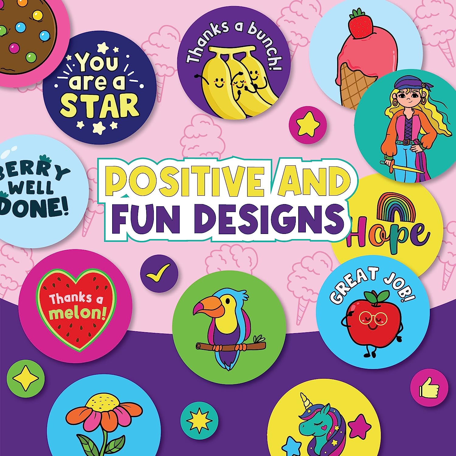 Teacher Stickers for Kids Mega Pack by Purple Ladybug Novelty, 4960 Reward Stickers & Incentive Stickers for Teachers Classroom & School Bulk
