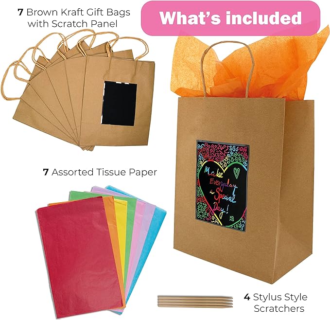 Scratch Gift Bags - Kraft Paper
