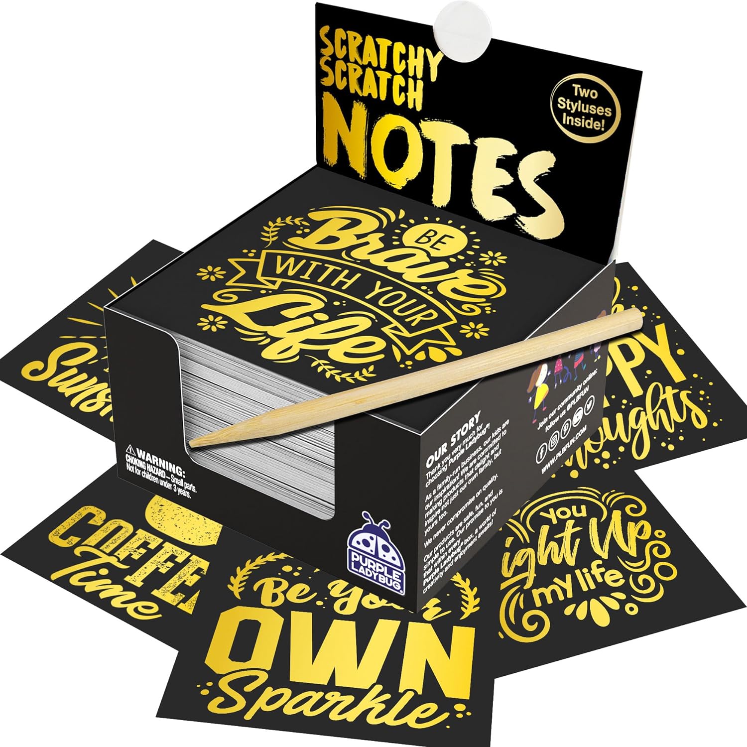 Scratchy Scratch Mini Notes: Gold – Purple Ladybug