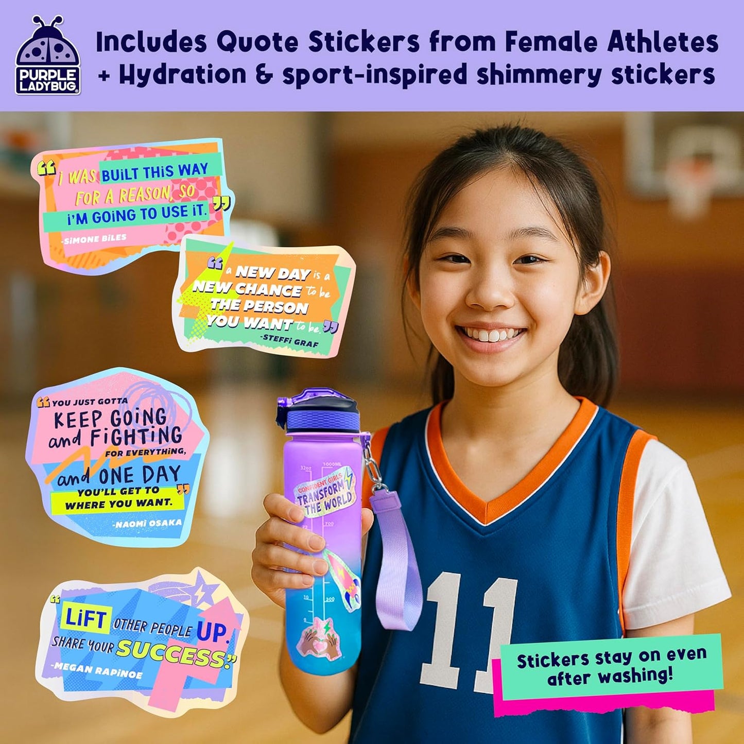 Purple Ladybug  X Rebel Girls Decorate Your Own Sports Water Bottles