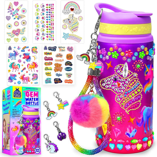 Unicorn Glitter Gemstone Water Bottle