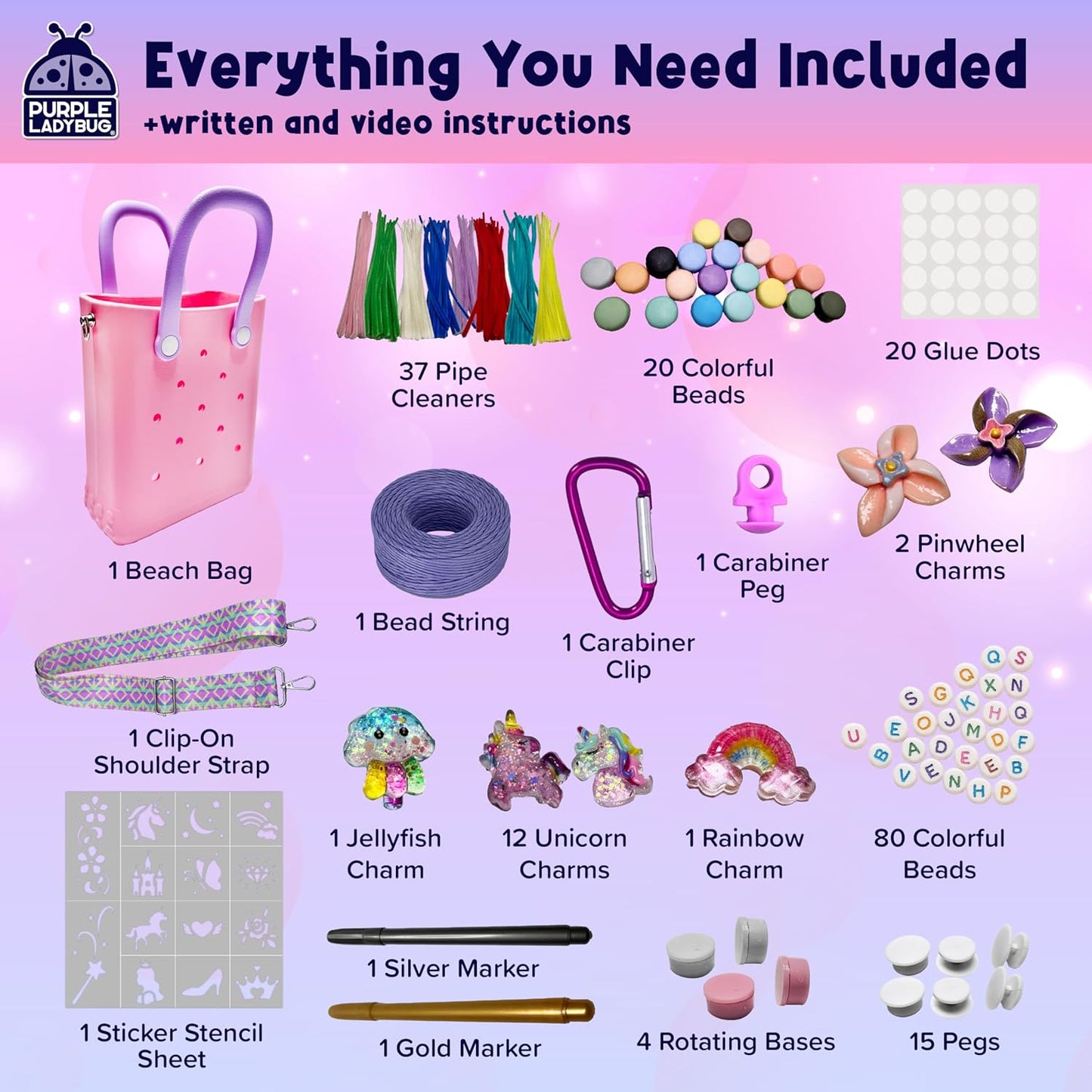 Decorate Your Own Beach Tote Bag - Unicorn Princess