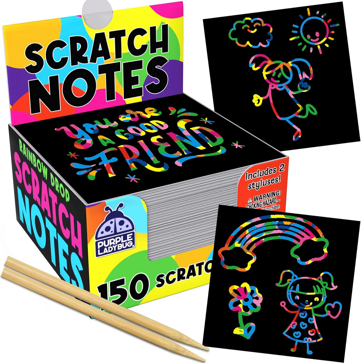 Scratchy Scratch Mini Notes: Rainbow – Purple Ladybug