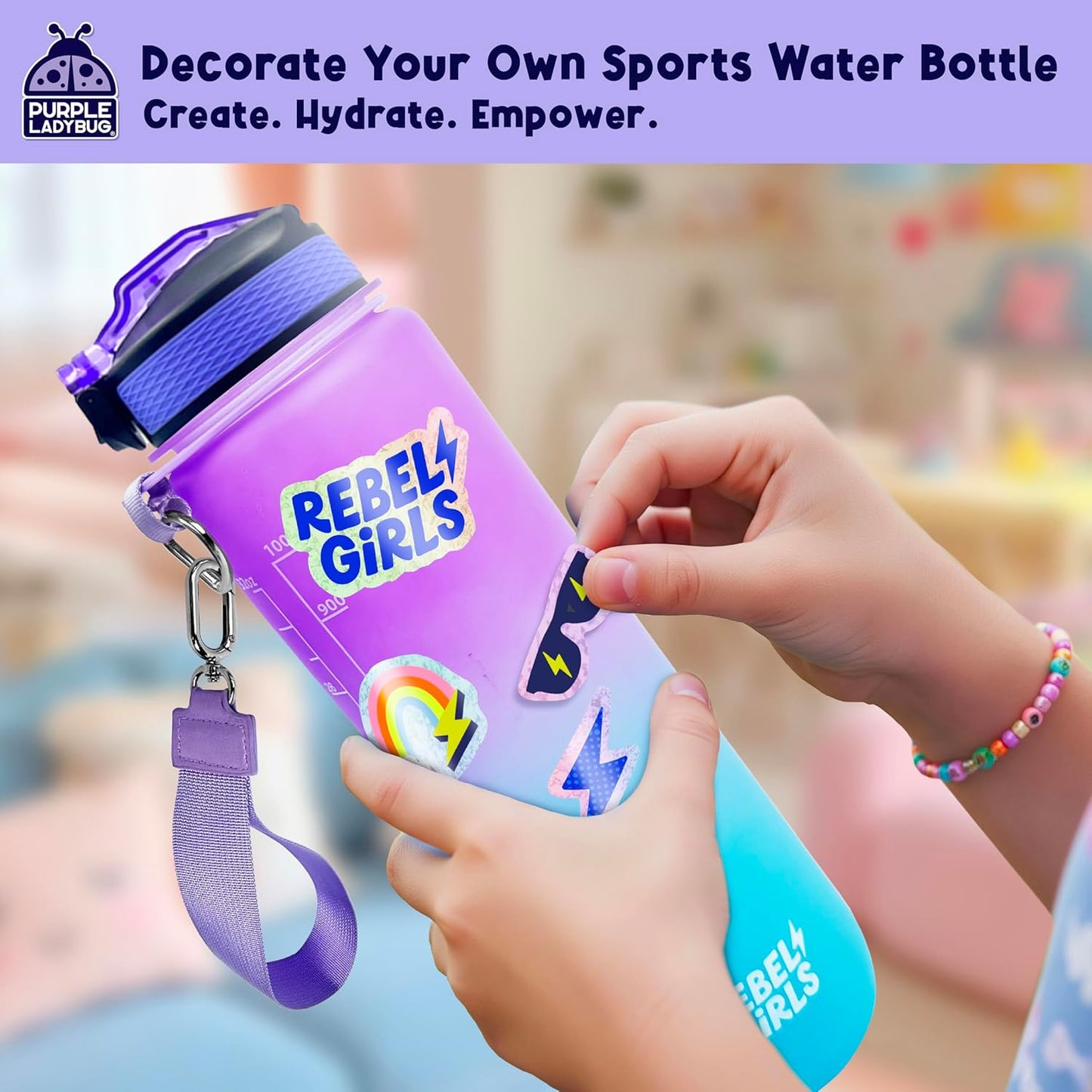 Purple Ladybug  X Rebel Girls Decorate Your Own Sports Water Bottles