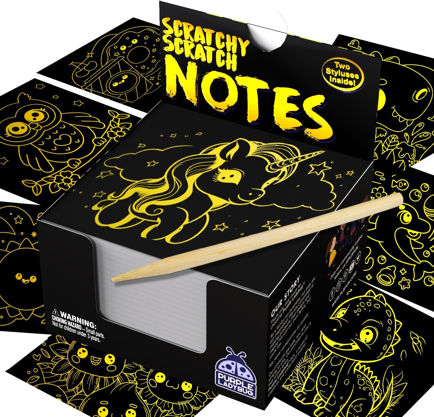 Scratchy Scratch Mini Notes: Gold – Purple Ladybug