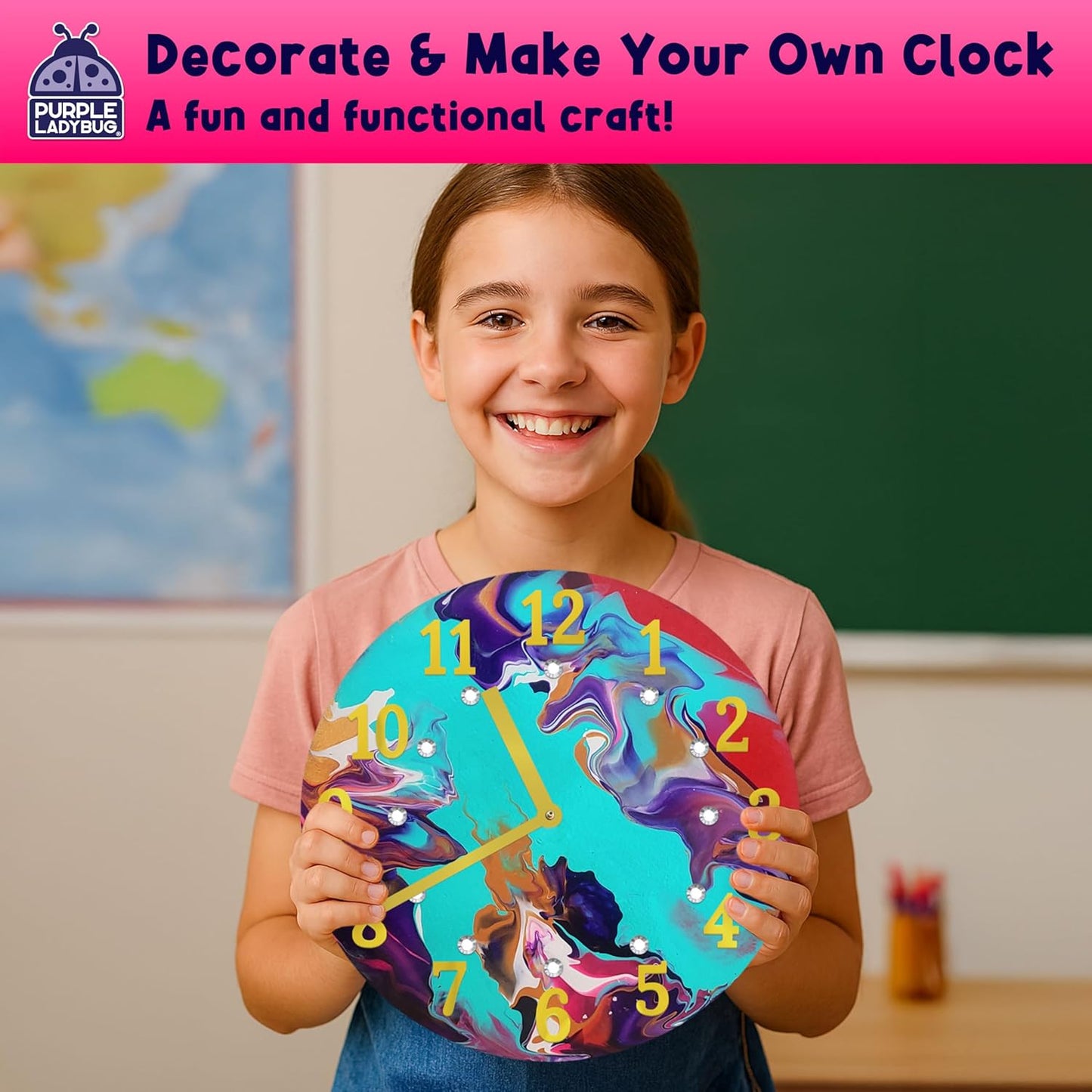 Paint Pouring DIY Clock Kit - Cosmic Confetti
