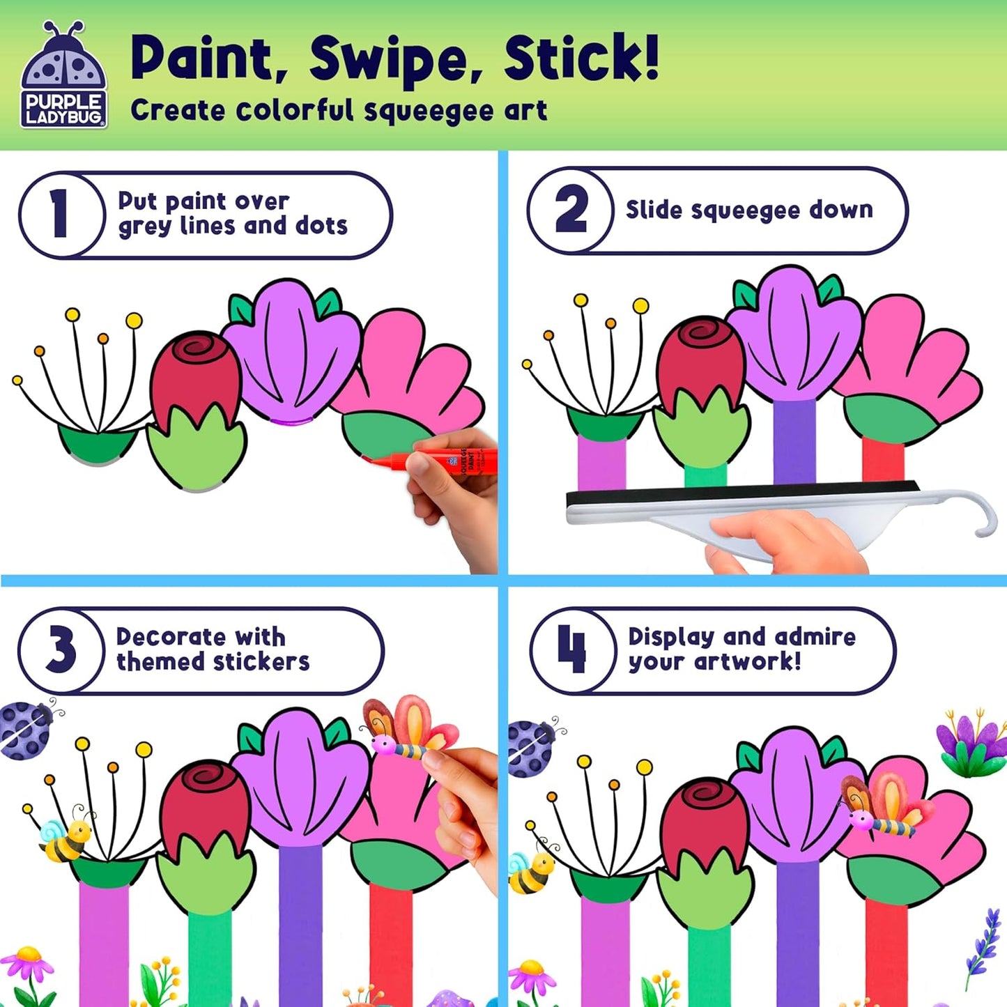 Squeegee Art Craft Set - Blooms & Bugs