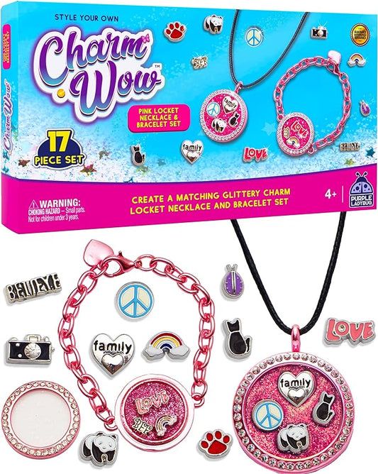 CharmWow Pink  Locket Necklace & Bracelet Making Set