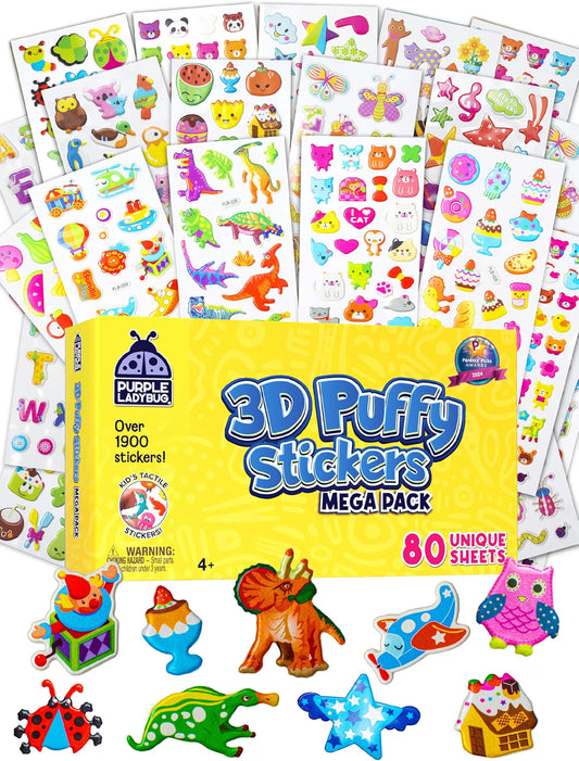 3D Puffy Stickers - 80 Sheet Mega Pack