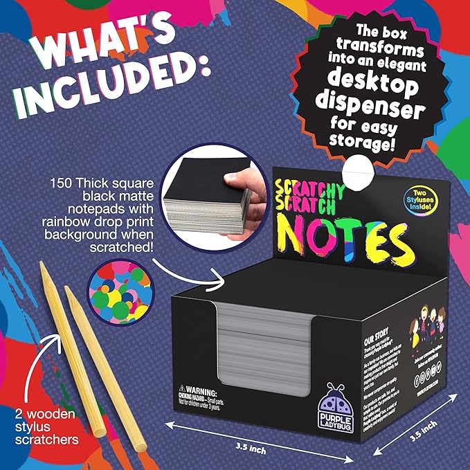 Scratchy Scratch Mini Notes: Rainbow – Purple Ladybug