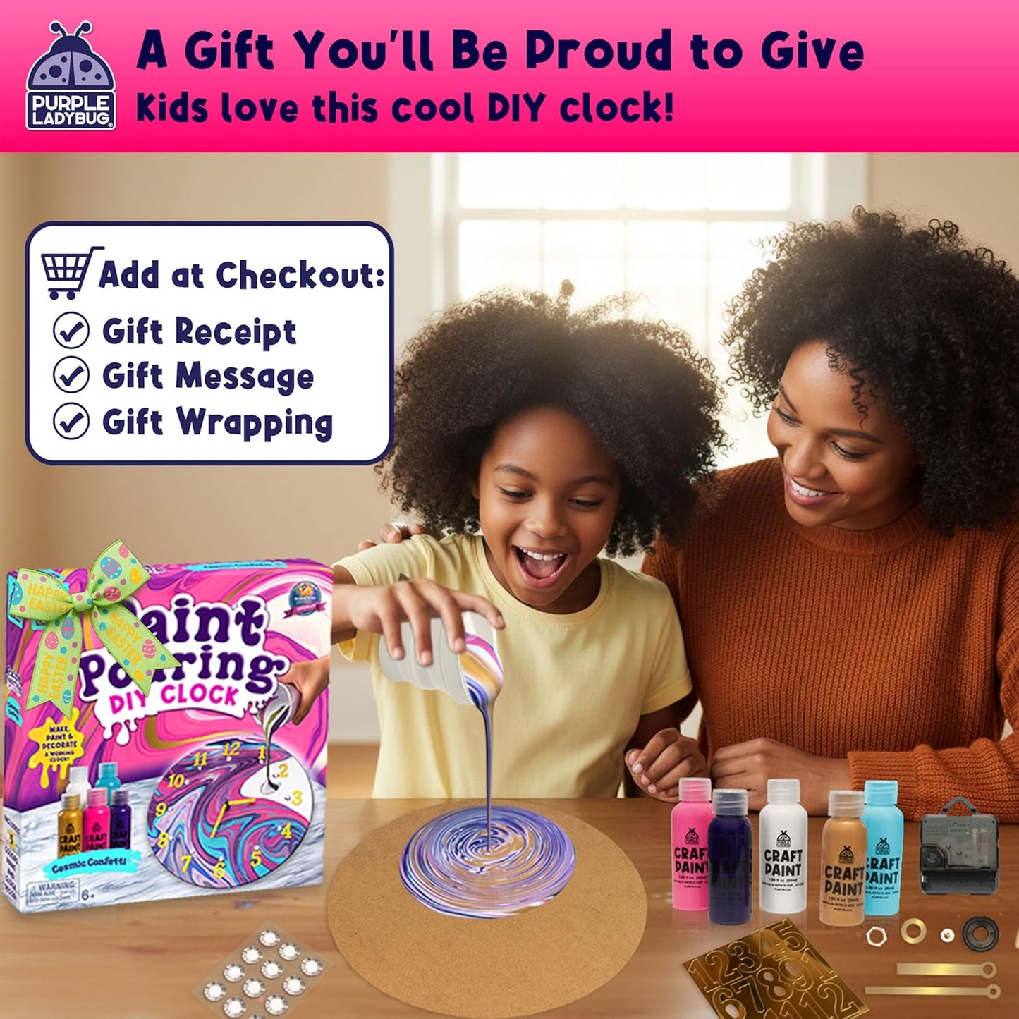Paint Pouring DIY Clock Kit - Cosmic Confetti