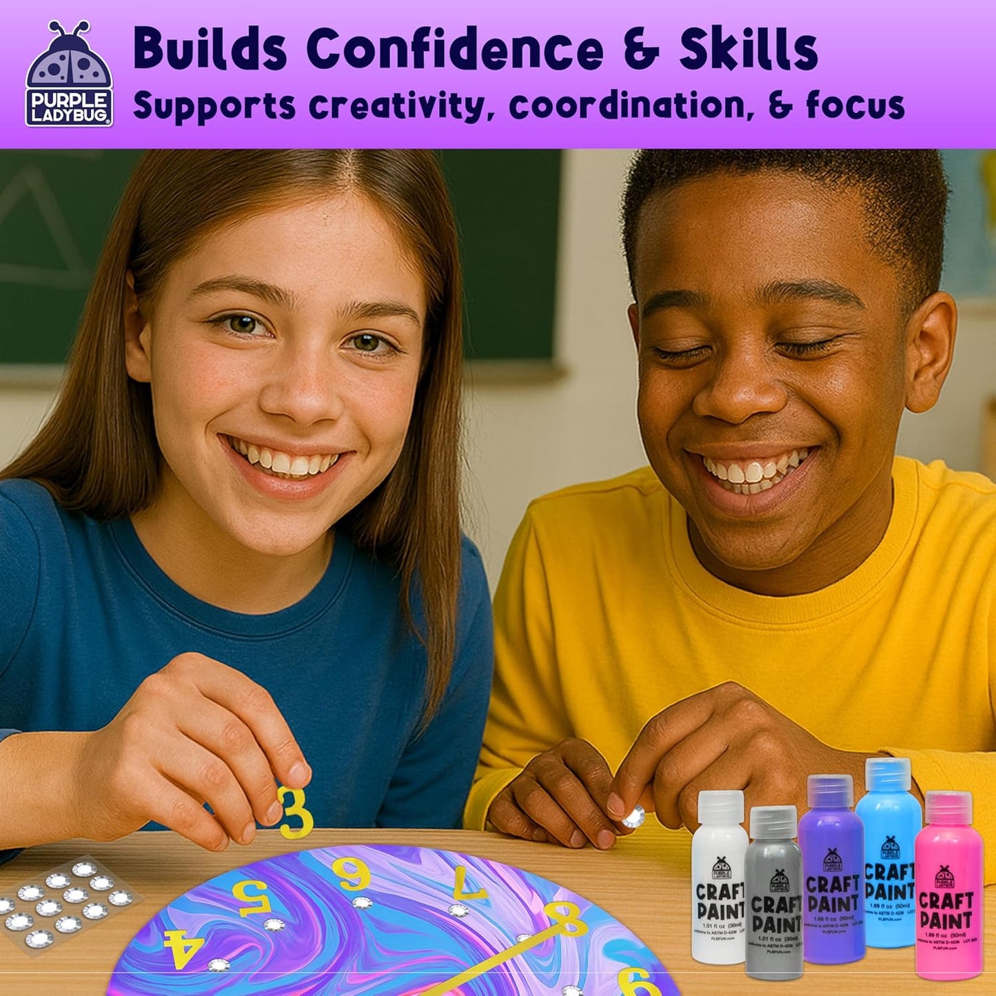 Paint Pouring DIY Clock Kit - Stardust Sorbet