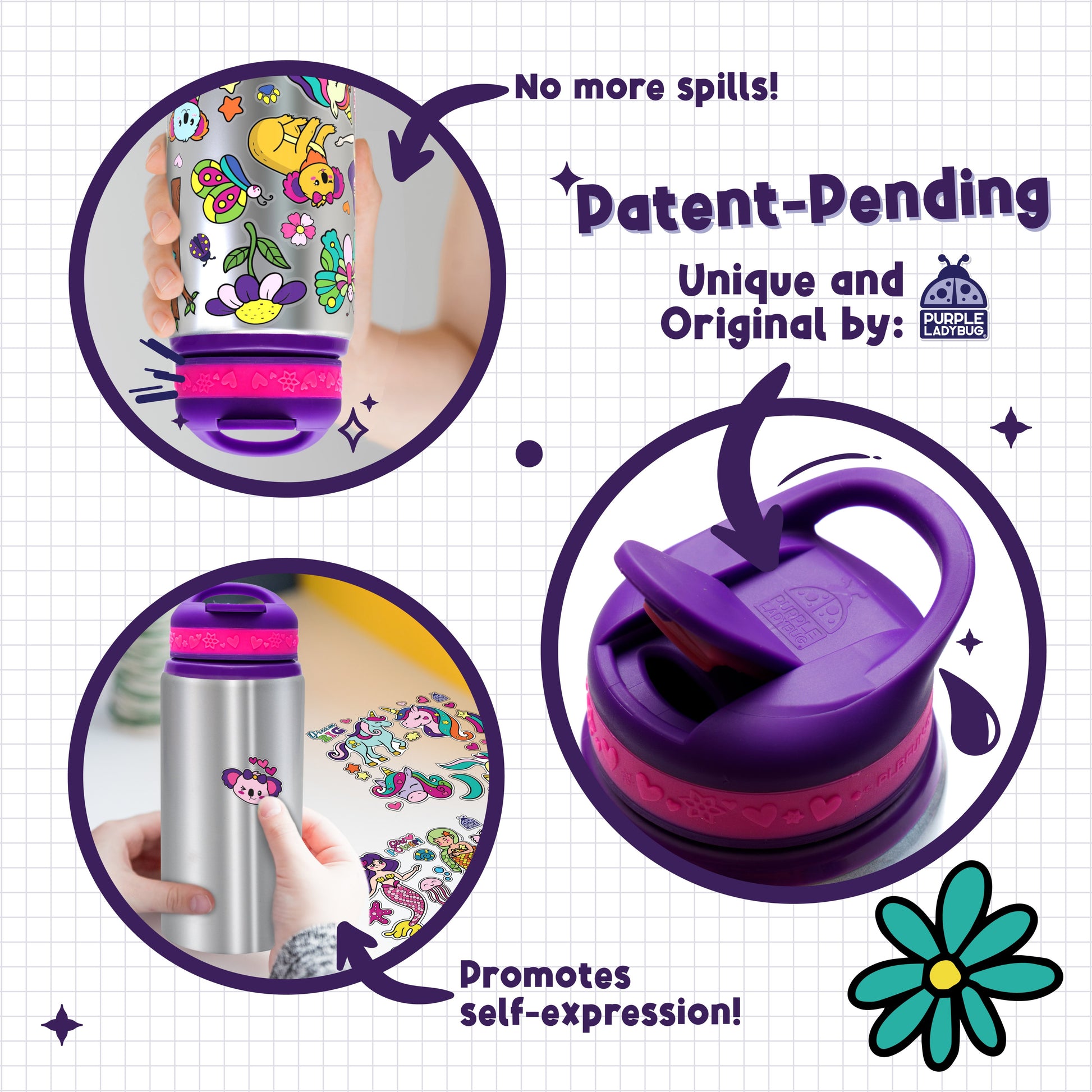 Purple Ladybug Decorate Your Own Water Bottle for Girls Craft Kit with Tons of