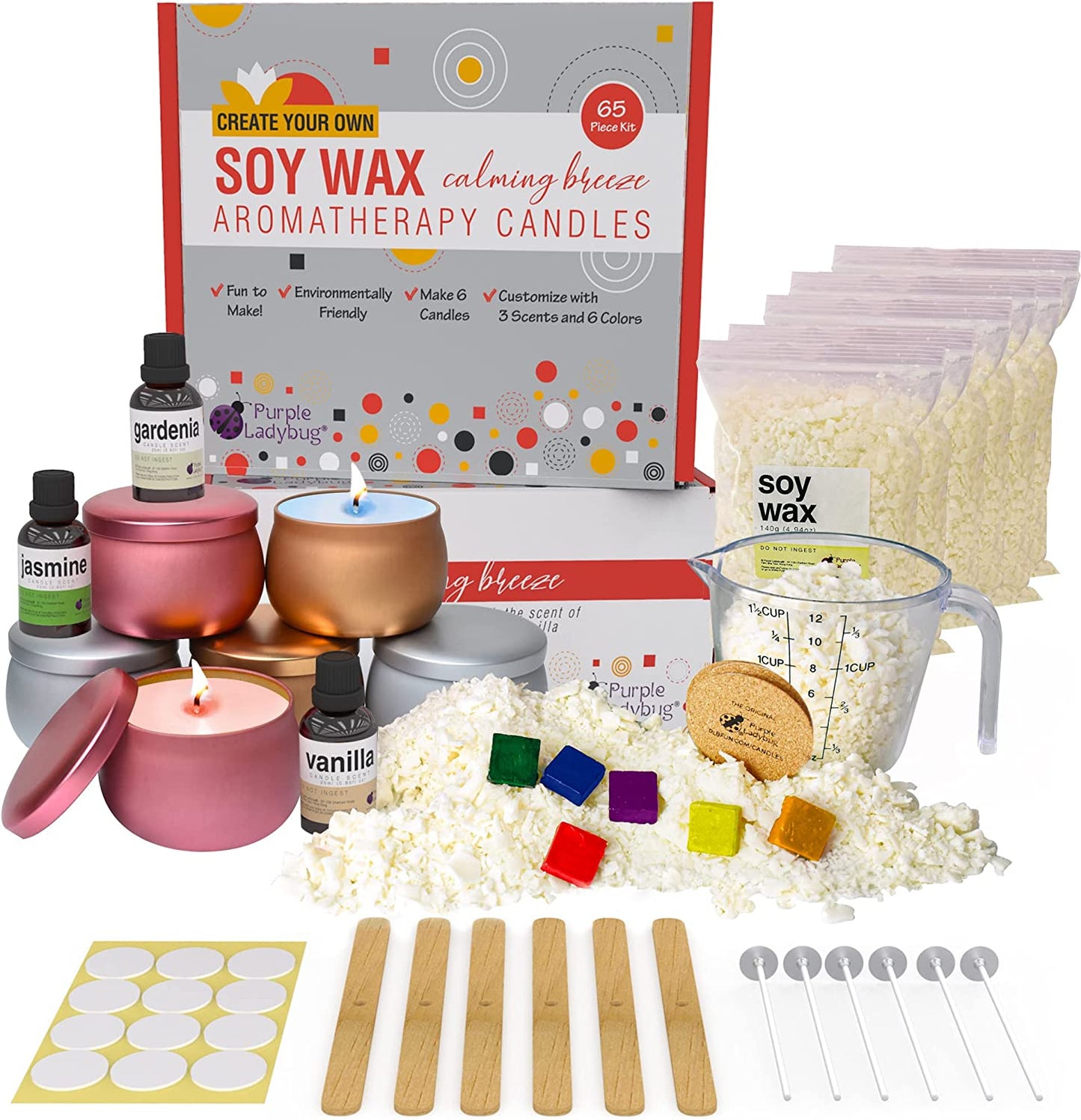 CHUANGGE Candle DIY Package Set Soy Wax Self-Made Candle Kits Package  Manual DIY Tools Material Aromatherapy Silicone Mold
