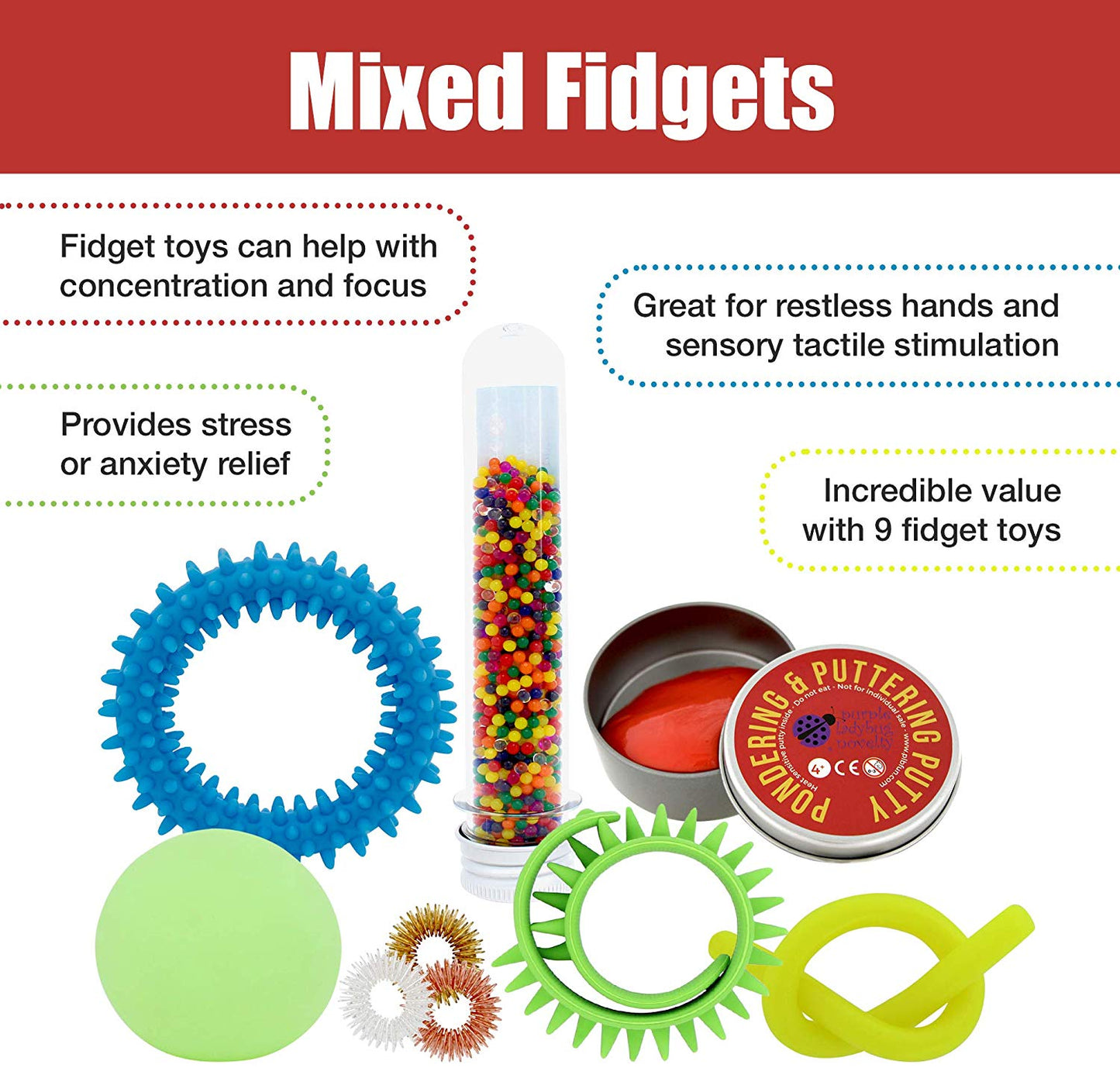 9 Fidget & Sensory toys Mixed Pack