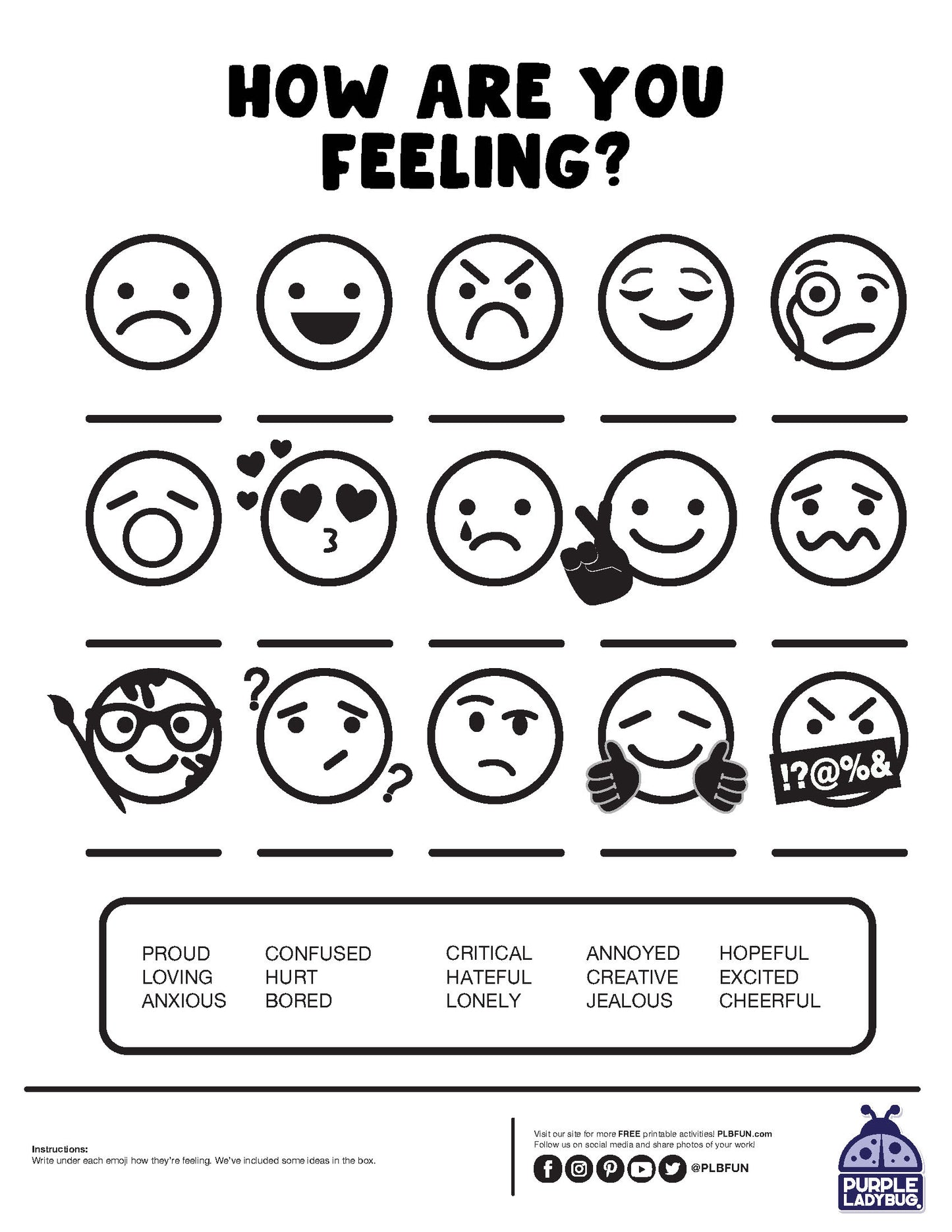 Manage your Feelings Printables