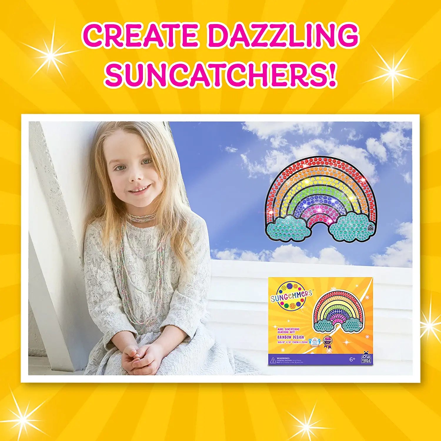 Purple Ladybug SUNGEMMERS Window Art Suncatcher Kits - Great Birthday Gift Idea, 6 7 8 9 10 11 12 Year Old Girl - Fun Arts for Kids, Spring